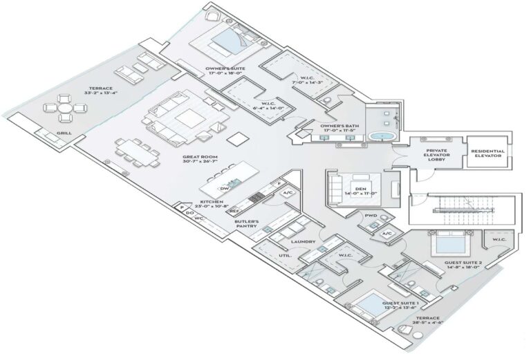 Ritz Carlton Residences Building 3 - Residence Floor Plan C