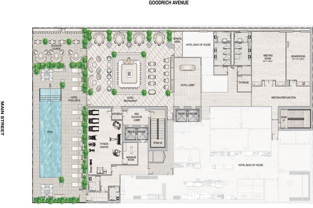 Sota condos downtown Sarasota - amenities plan