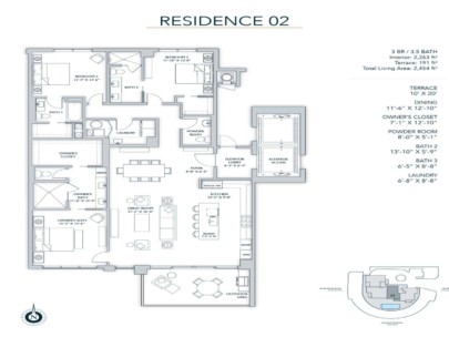 The Owen Condos in Downtown Sarasota - Residence 2 Floor Plan