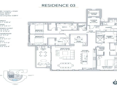 The Owen Condos in Downtown Sarasota - Residence 3 Floor Plan