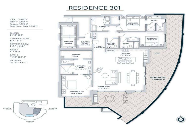 The Owen Condos in Downtown Sarasota - Residence 301 Floor PLan