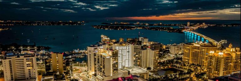 Downtown Sarasota Condos - Nighttime Aerial