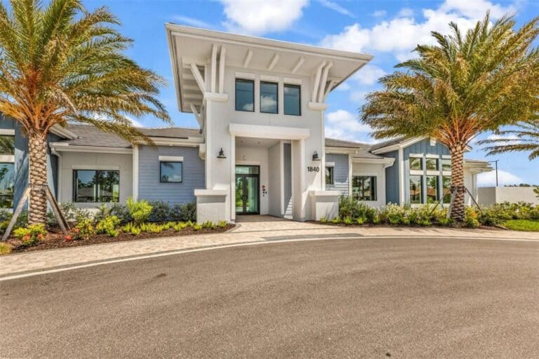 A modern entrance at Arbor Oaks in North Port, Florida.
