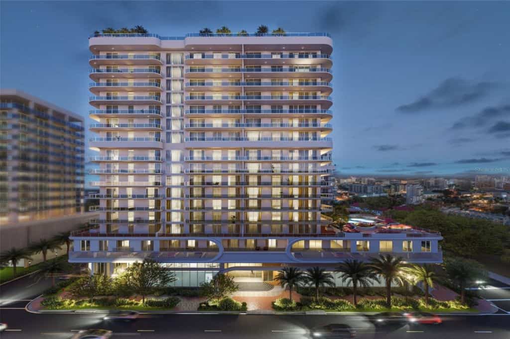 Modern architecture at Saravela Condos in Sarasota, Florida.