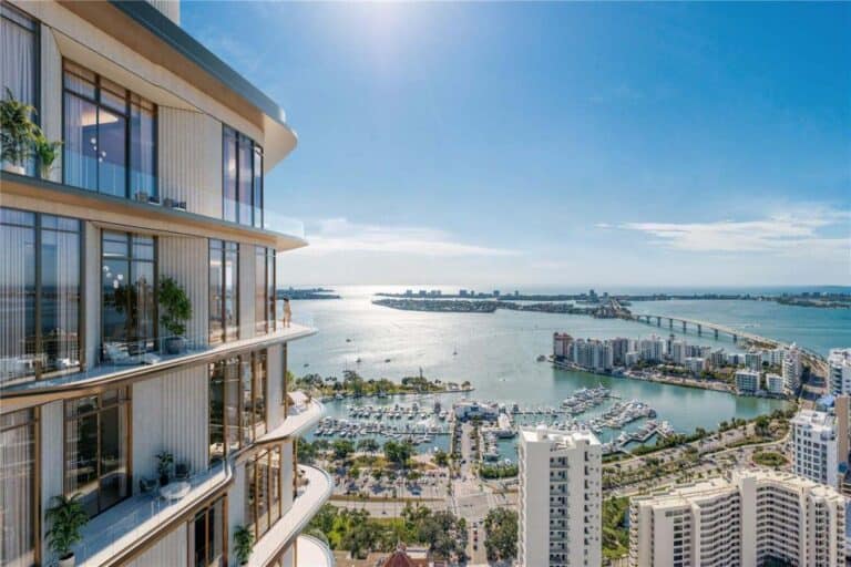 waldorf-astoria-condos-downtown-sarasota-fl-1 Waterfront view at Waldorf Astoria Condos in Sarasota, Florida.