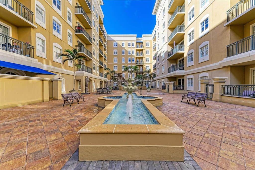 Exterior courtyard at Broadway Promenade in downtown Sarasota, Florida