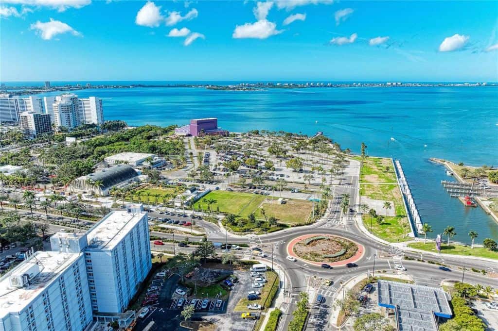 Aerial View at Broadway Promenade in downtown Sarasota, Florida