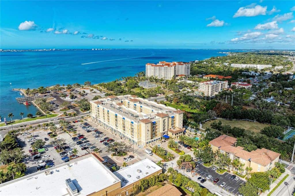 Aerial View of Broadway Promenade in downtown Sarasota, Florida