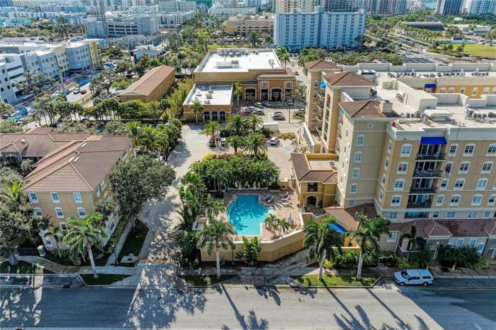Aerial View of Broadway Promenade in downtown Sarasota, Florida